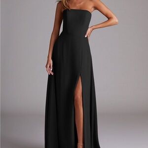 Azazie Black Strapless Maxi Dress